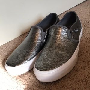 Women’s silver slip-ons!